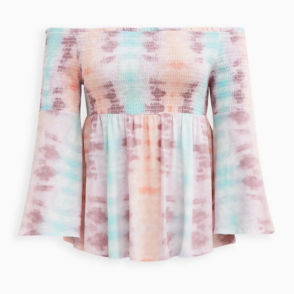 torrid Pastel Tie-Dye Off-Shoulder Peplum Blouse